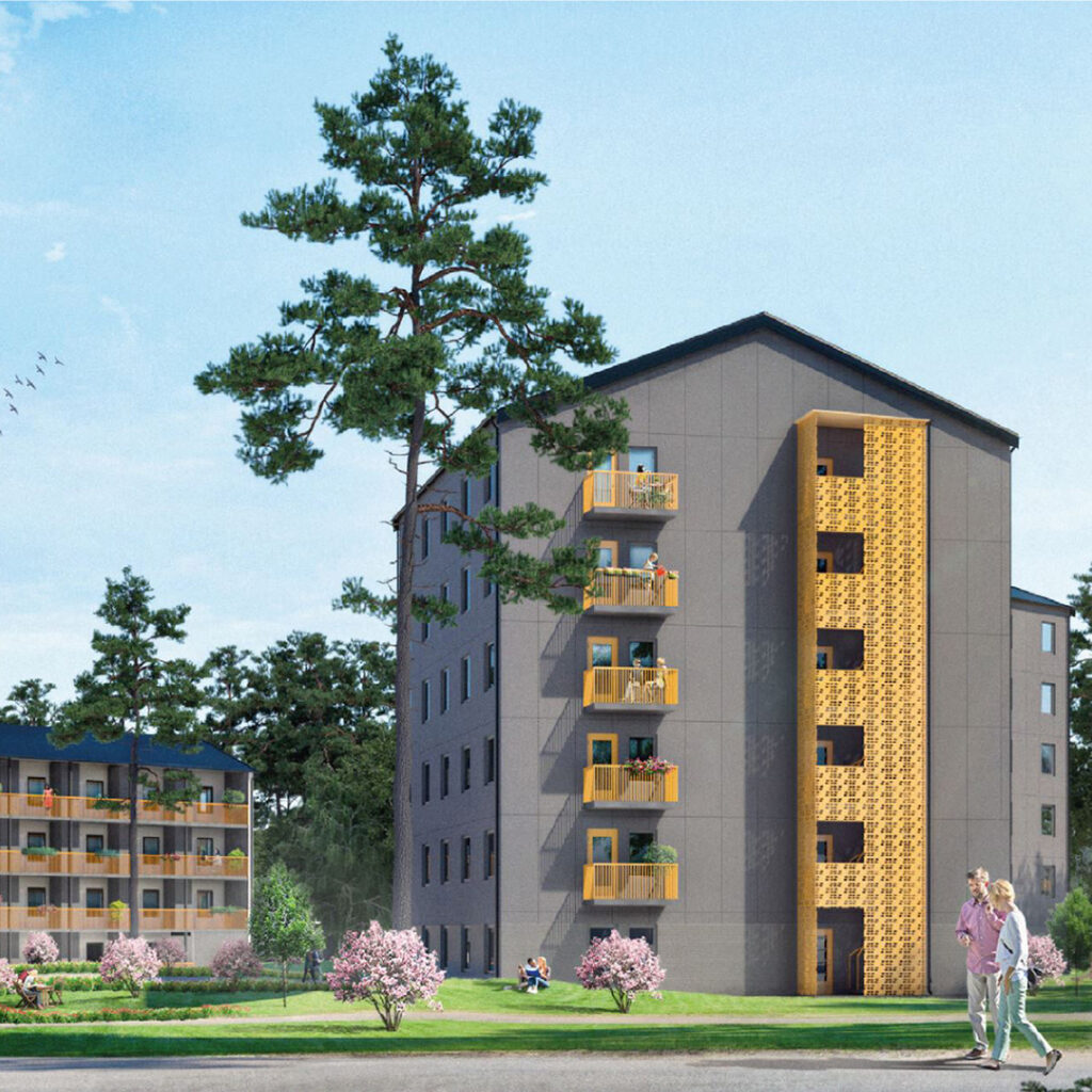 Gavelfasad på studentbostäder.